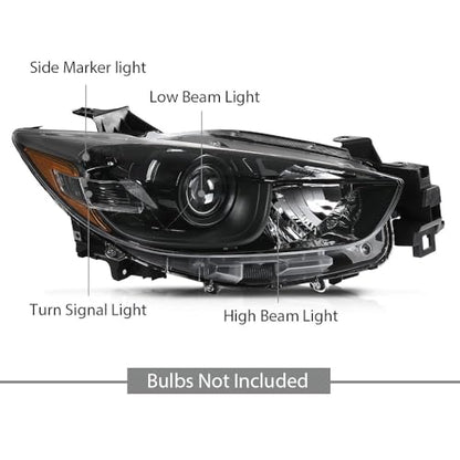 G-PLUS Headlights Assembly Pair Compatible with Mazda CX-5 2013-2016 - size: Fit Mazda CX-5 2013-2016(Clear/Black)