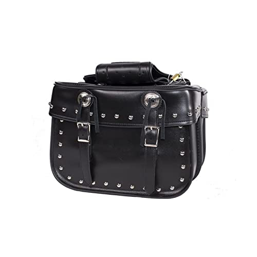 GARGOYLE BELLS Motorcycle Saddle Bags Studded PVC Motorcycle Luggage Bag with Gun Holsters For Softails Sportsters and Choppers Waterproof Tool Bags For Motorcycle (Black PVC, 15.5" x 6.5" x 12") - size: 14" x 12" x 10.5", style: Style 5