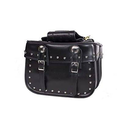 GARGOYLE BELLS Motorcycle Saddle Bags Studded PVC Motorcycle Luggage Bag with Gun Holsters For Softails Sportsters and Choppers Waterproof Tool Bags For Motorcycle (Black PVC, 15.5" x 6.5" x 12") - size: 14" x 12" x 10.5", style: Style 5