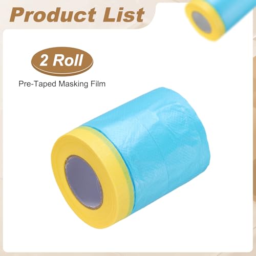 HARFINGTON 2pcs Pre-Taped Masking Film 21.7" x82ft w Plastic Sheeting,Blue - color: Blue, size: 21.7"x82ft