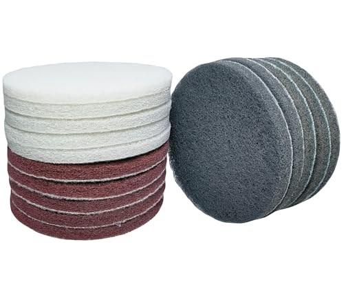 Tonmp 15 PCS 5 Inch Hoop and Loop Multipurpose Scrubber Scouring Pads - Flocking Scuff Pads, 400 800 2000 Grits Conditioning Discs Polishing Pads for Furniture Automotive Cleaning, Rust Removal - style: Combination