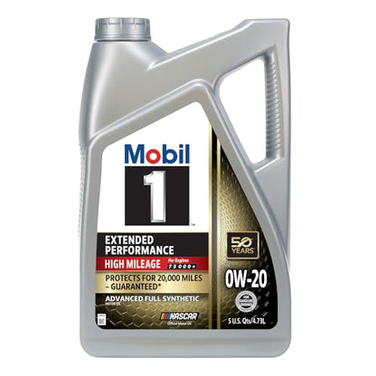 Mobil 1 Extended Performance High Mileage Full Synthetic Oil 0W-20, 5 Quart - size: 5 Quart (Pack of 1)