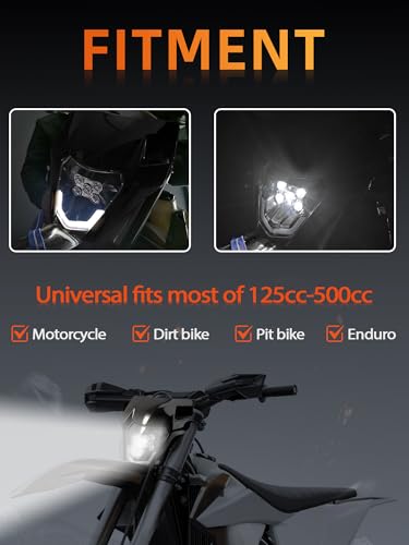 JFG RACING Dirt Bike LED Universal Headlight for CR XR YZ YZF XC KX 125-450 - color: black