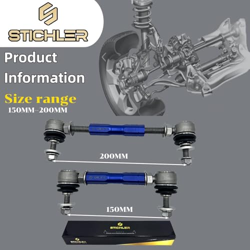 5.90-7.87'' 150-200 M12 Front Universal Heavy Duty(HD) Adjustable Aluminium Sway Bar Links Kit Replace OEM, Fit Most Cars Trucks SUVs Off-Road Vehicles Racing Specialty Use - size: 150-200 M12 Front