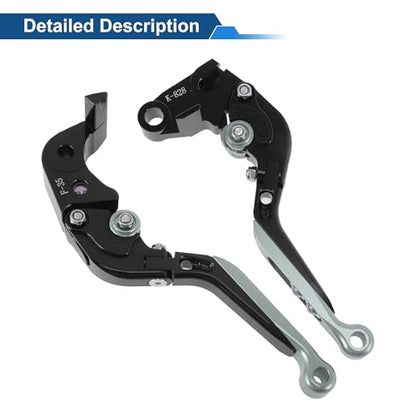 Short/Long Brake Clutch Levers for Kawasaki Ninja ZX6R 00-04 Black - color: Black Handle Titanium End