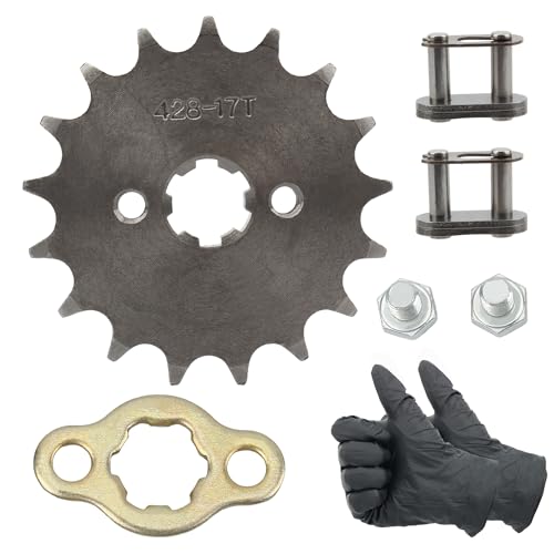 428-17T 17mm Motorcycle Front Engine Sprocket Whit Chain Links Kit Replacment for 50cc 70cc 110cc 125cc 150cc Dirt Pit Mini Pocket Bike ATV 4 Wheeler Moped Go Kart - size: 17T