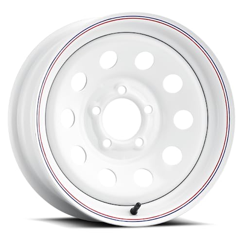 Allied Wheel 27W White Mod 13X4.5 5X4.5 Trailer Wheel, Durable Gloss White Finish Steel Wheel for Trailers, Protective E-Coating