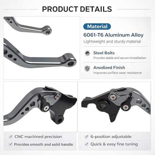 Adjustable Short Levers Replacement for 450NK 450SR 450SS 450-SR - color: Titanium