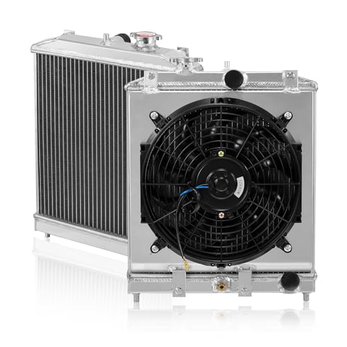 BDFHYK HO3010123 2-Row Aluminum Radiator with Fan for Honda Civic 92-00