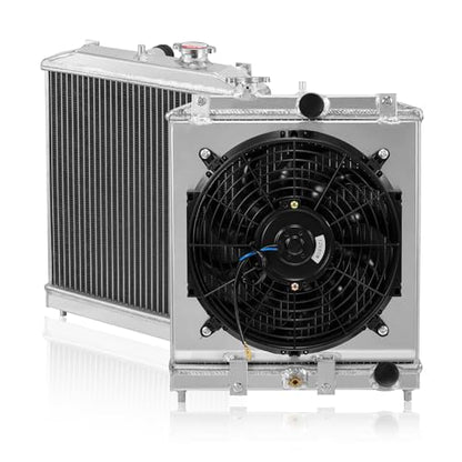 BDFHYK HO3010123 2-Row Aluminum Radiator with Fan for Honda Civic 92-00