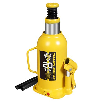 YELLOW JACKET 20 Ton Muti-Directional Welded Bottle Jack (40,000lb), Horizontal Bottle Jacks Use for Car, Pickup, Truck, RV, Auto Repair, Hydraulic Bottle Jack, Yellow - size: 20 ton muti-directional