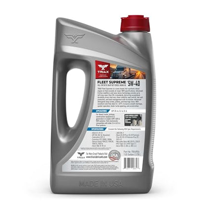 Triax Fleet Supreme ESP 5W-40 API CK-4 Full Synthetic Heavy Duty Diesel Engine Oil | Moly Boron Friction Modified | Extended Drain (1 Gallon) (Pack of 3) - size: 1 Gallon (Pack of 3)