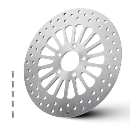 Youxmoto 11.8" Front Brake Rotor for Harley Davidson Touring, for Road King Electra Glide Standard/Classic Tri Glide Ultra Classic Street Glide Road Glide with Bolts Set Brake Rotor 08-22, Silvery - size: 1*11.8'' Front Rotor+1*Bolt