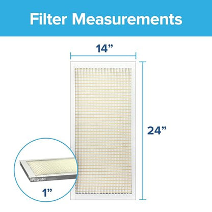 Filtrete 14x24x1 Air Filter, MERV 5, MPR 300, 6 HVAC Filters - size: 14x24x1