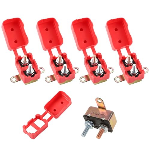 GLOSO Stud Type Circuit Breakers, Crosswise Bracket, Auto Reset (T1) - 5 Pack (30A) E512 - color: 5 Pack (Breakers), size: 30A