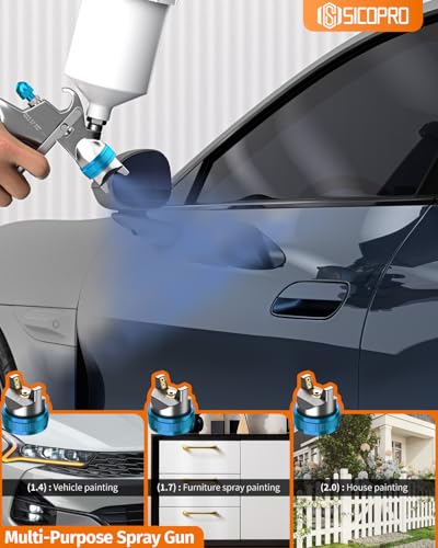 HVLP Spray Gun, Automotive Paint Gun, Spray Gun for Painting - color: Blue