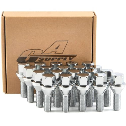 GAsupply 12x1.25 OEM Lug Bolts, 28mm Shank Length Cone Seat 3/4" Hex, 20pcs - color: Silver, size: 20pcs