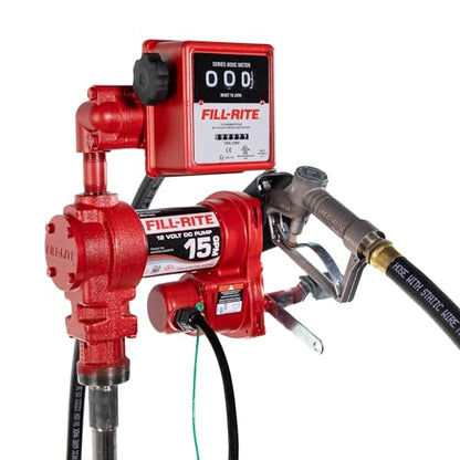 Fill-Rite FR1211HL 12V 15 GPM Fuel Transfer Pump with Standard Mechanical Meter Package, Liters | Gasoline, Diesel, Kerosene, Ethanol & Methanol Blends & Biodiesel - style: Meter (Liters)