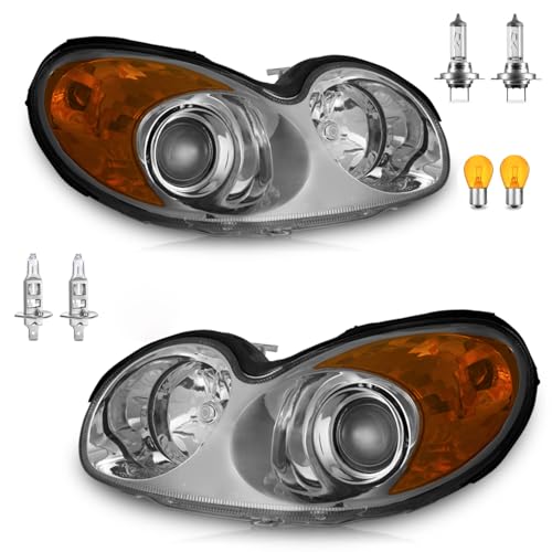 Headlights for 2002-2005 Hyundai Sonata 4-Dr (Bulbs included) - color: Chrome | With High & Low Beam Bulbs