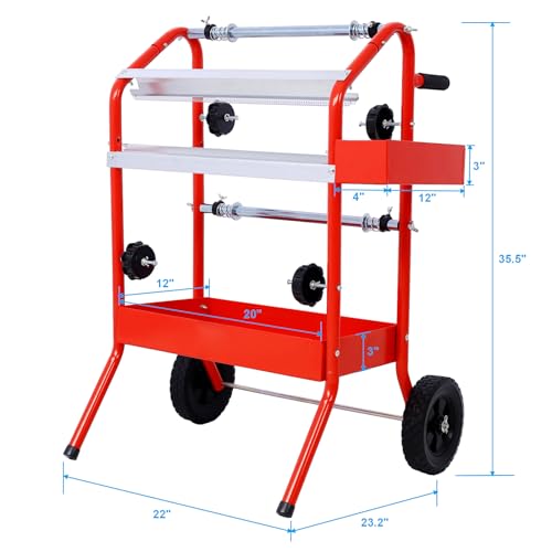 18” Multi-Roll Masking Paper Dispenser with Storage Tray - color: Red