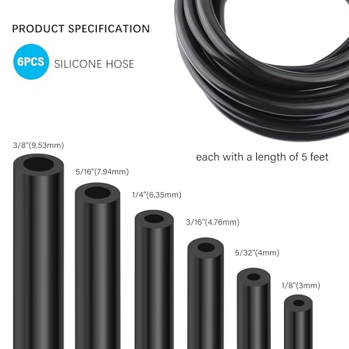 Multipurpose Vacuum Line Kit,6PCS 5Ft Vacuum Hose Automotive+64PCS Vacuum Line Connectors,Max 130PSI Silicone Hose for Variety Car Piping System Automotive Replacement Vacuum Hoses (70PCS) - color: 70PCS