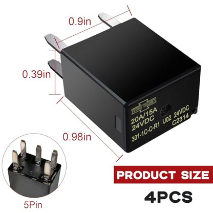Automotive Purpose Relays 301-1C-C-R1-U02-24VDC 5 PIN (4Pack) - size: 4Pack-24VDC-U02