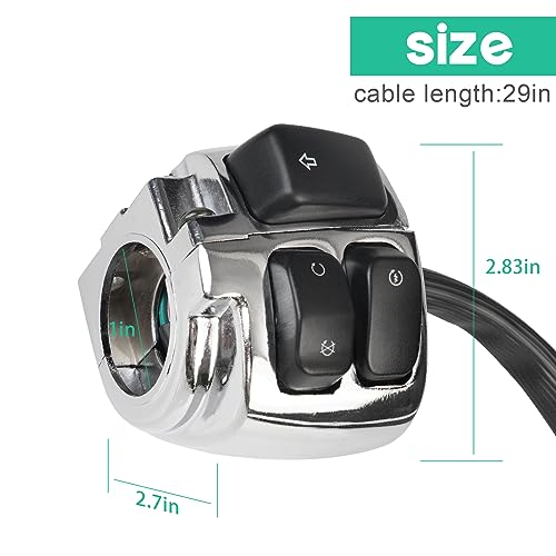 1 Pair Motorcycle 1" Handlebar Switches Control and Wiring Harness with 1996-2012 Harley Softail Dyna Sportster V-Rod（Silver） - color: Silver