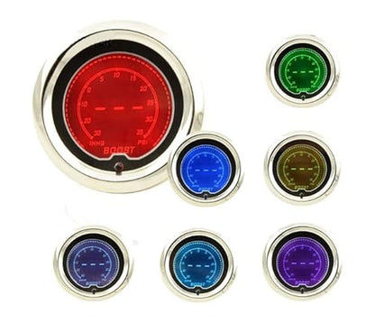 7 Color LED Turbo Boost Gauge 30 PSI 52mm for Car Truck