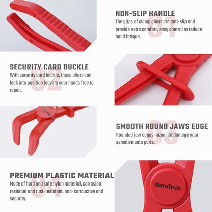 DURATECH 3-Piece Hose Pinch Clamp Pliers, 90 Angled Hose Pinch Off Pliers - size: 3-Piece, style: 90 Angled