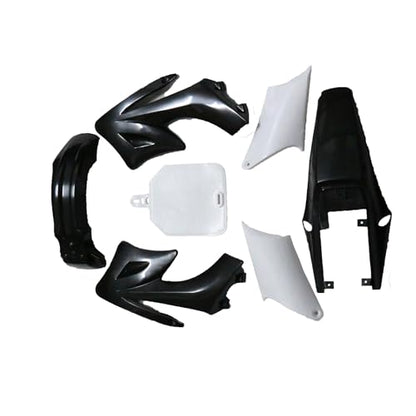 Motorcycle Full Fender Fairing Kit for Apollo 110cc 125cc 140cc 150cc 200cc 250cc Dirt Pit Bikes | Durable ABS Plastic Panels with Front, Rear Fender, Number Plate & More (Black) - color: Black