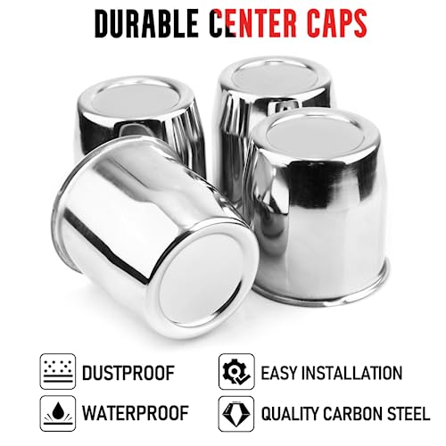 RTRHINOTUNING 4PCS 3.13 in Push Through Center Caps Wheel Hub Caps for Truck Trailer Wheel Rim, 3.13" Hub 3.31" Tall Trailer Wheel Center Caps Sliver - color: Chrome, size: 3.13" Center Hole, 3.31" Height