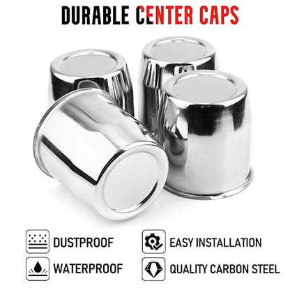 RTRHINOTUNING 4PCS 3.13 in Push Through Center Caps Wheel Hub Caps for Truck Trailer Wheel Rim, 3.13" Hub 3.31" Tall Trailer Wheel Center Caps Sliver - color: Chrome, size: 3.13" Center Hole, 3.31" Height