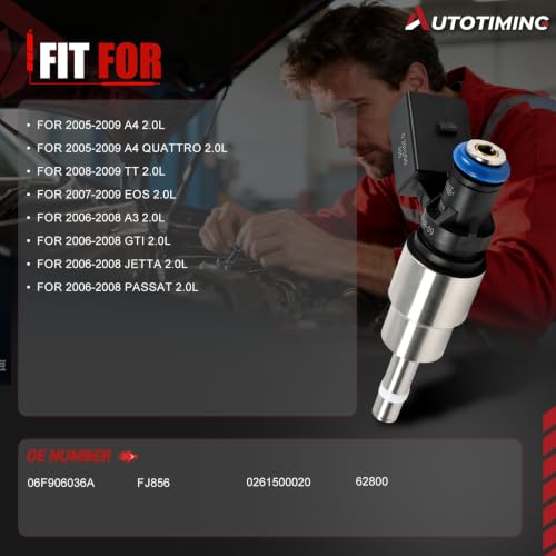 06F906036A Fuel Injector Set of 4 Compatible with 2005-2009 A4 Quattro 2.0L - color: CP-QMP-L00235