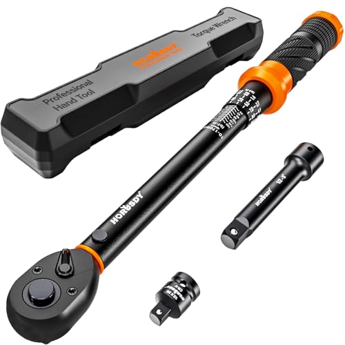 HORUSDY 1/2-Inch Drive Click Torque Wrench Set – 10–170 ft-lb / 13.6–230.5 Nm, ±3% Precision, Dual Scale, 72-Tooth Reversible Head with 5" Extension & Adapter for Car, Tire, and Motorcycle Use - size: 10-170 ft-lb, style: 1/2" drive with 5" Extension Bar