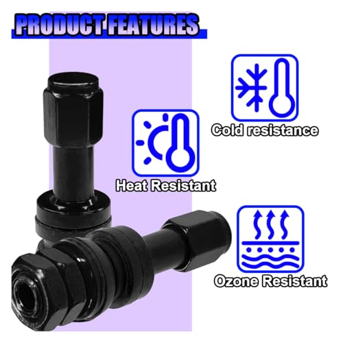 TR43E Metal Clamp-in Tire Valve Stems for 0.453" Rim Holes, Black - color: Black