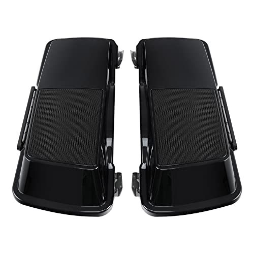 TCMT 5" Stretched Saddlebags 6X9 Speaker Lid Fit For Harley 1994-2013 - color: Vivid Black Black Latches(6x9 Speaker Lid)