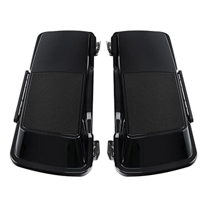TCMT 5" Stretched Saddlebags 6X9 Speaker Lid Fit For Harley 1994-2013 - color: Vivid Black Black Latches(6x9 Speaker Lid)