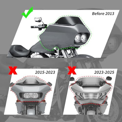 SLMOTO Inner & Outer Fairing 5.75'' Dual LED Headlight Fit for Fit for Harley Road Glide FLTR 98-13 - color: Unpainted Black+Black Dual LED Headlight