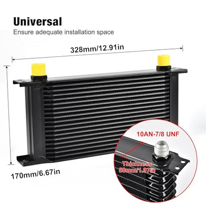 EVIL ENERGY 19 Row Oil Cooler, 10AN Engine Oil Cooler Universal - size: 19 Row