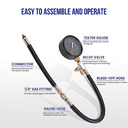 Lichamp Automotive Fuel Pressure Test Kit, for Car/Truck/Motorcycle