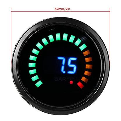 52mm Digital Vacuum Gauge Kit, 2in LED Scale Display Marine & Car Vacuum Meter, 0-30 in.Hg 12V Universal Automotive Gauge for Engine Diagnostics