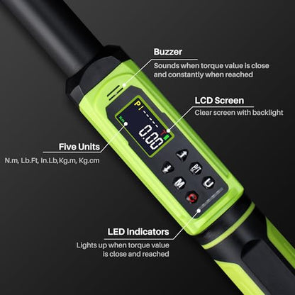 Digital Torque Wrench 1/2"Drive-3.8-250.8Ft.Lb for Car Truck Wheels - size: 1/2" 3.8-250.8Ft.Lb