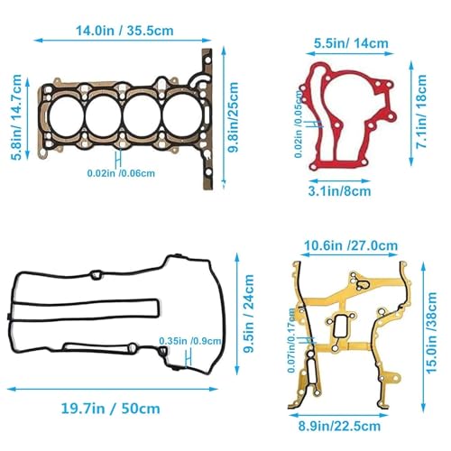 GXARTS Engine Full Head Gasket Kit w/Cylinder Head Bolts fit for Chevrolet Trax Sonic Cruze Limited HS26540PT-1 fit for Buick Encore 1.4L w/Timing Cover Gasket, Intake & Exhaust Manifold Gasket Set