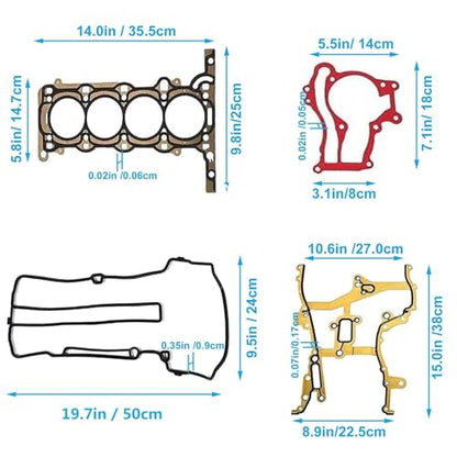 GXARTS Engine Full Head Gasket Kit w/Cylinder Head Bolts fit for Chevrolet Trax Sonic Cruze Limited HS26540PT-1 fit for Buick Encore 1.4L w/Timing Cover Gasket, Intake & Exhaust Manifold Gasket Set