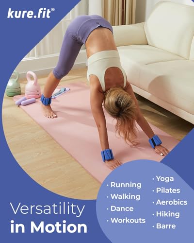 Pilates Wrist & Ankle Weights | Adjustable Weighted Bangles | 1/2/3LB Each - color: Blue, size: 1 LB
