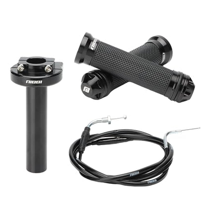 NIBBI Throttle Assembly Set, 7/8'' Grips 22mm Twist Throttle with Cable, Fit for Scooter GY6 Moped ATV - color: Black