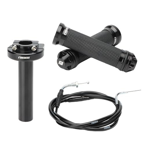 NIBBI Throttle Assembly Set, 7/8'' Grips 22mm Twist Throttle with Cable, Fit for Scooter GY6 Moped ATV - color: Black
