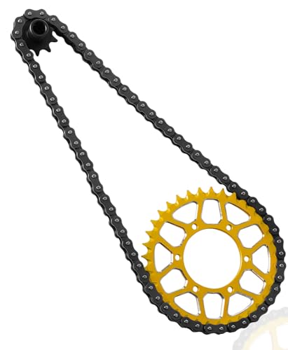 Upgrades Parts Aluminum 7075 Rear Hub Chain Sprocket 36T Gears&Manganese Steel Roller Chain&10T Steel Front Sprocket for L0Si 1/4 Promoto-MX Motorcycle RTR FXR(los06000)(los06002),Gold - color: Gold/(Losi 1/4)
