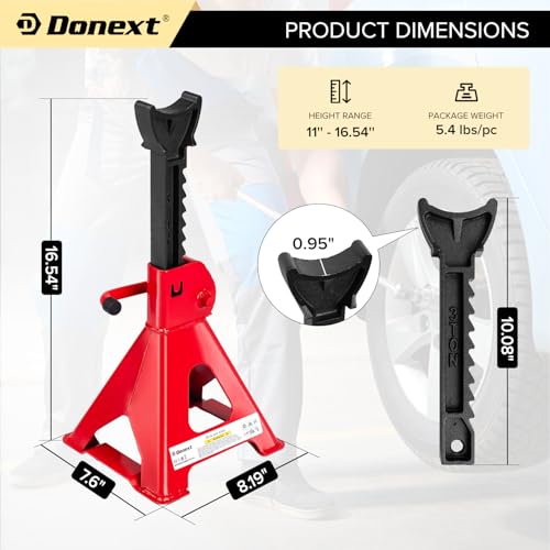 Jack Stands 3 Ton (6,500 lb) Capacity Steel, 1 Pair Red Lifting Stand Adjustable Jack Stands - color: 2021 Red