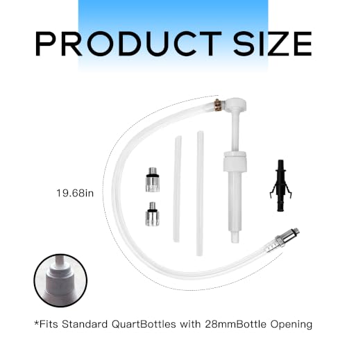 Fluid Pump for Standard Quart Bottles, Car Accessories Differential Fluid Pump,Car Lower Unit Gear Oil Pumps, Differential Fluid Pump - 3/8 inch Swivel, 8mm & 10mm Adapter (White-2) - color: White-2
